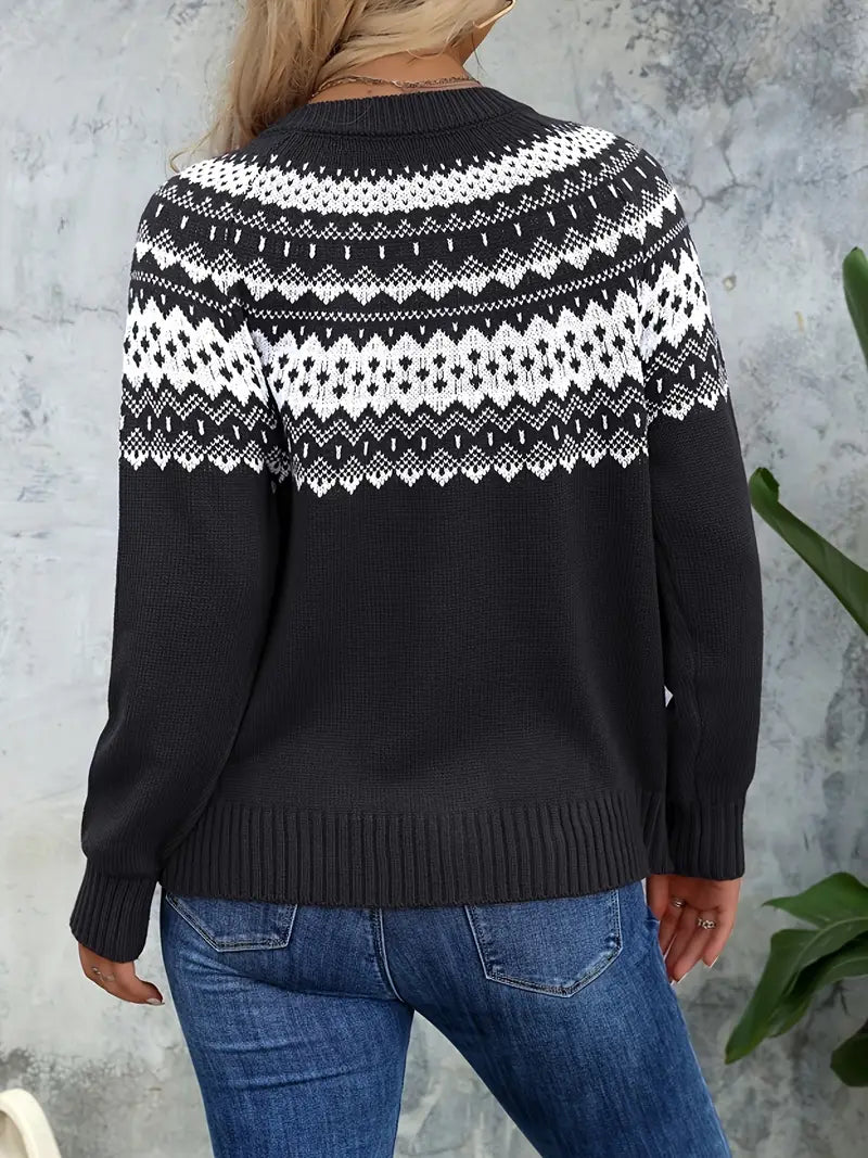 Cardigan in acrilico per donne con motivo geometrico