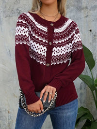 Cardigan in acrilico per donne con motivo geometrico