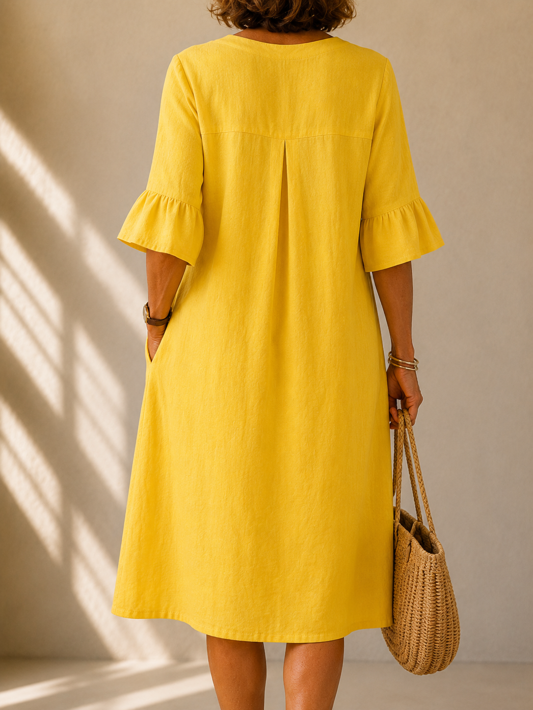 Zoe | Buttoned Box-Pleat Midi Dress