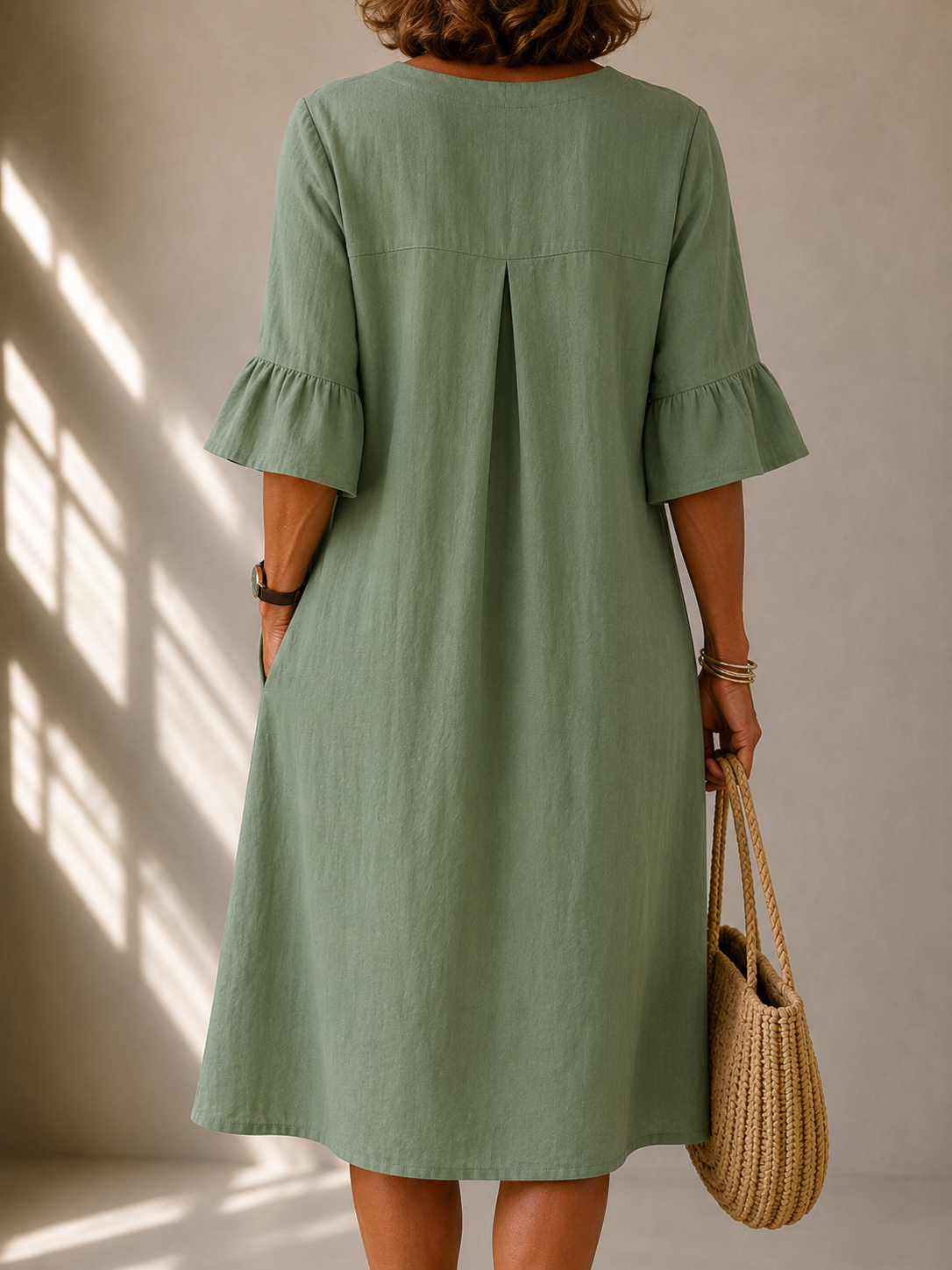 Noelle | Buttoned Midi Dress with Flared Sleeves