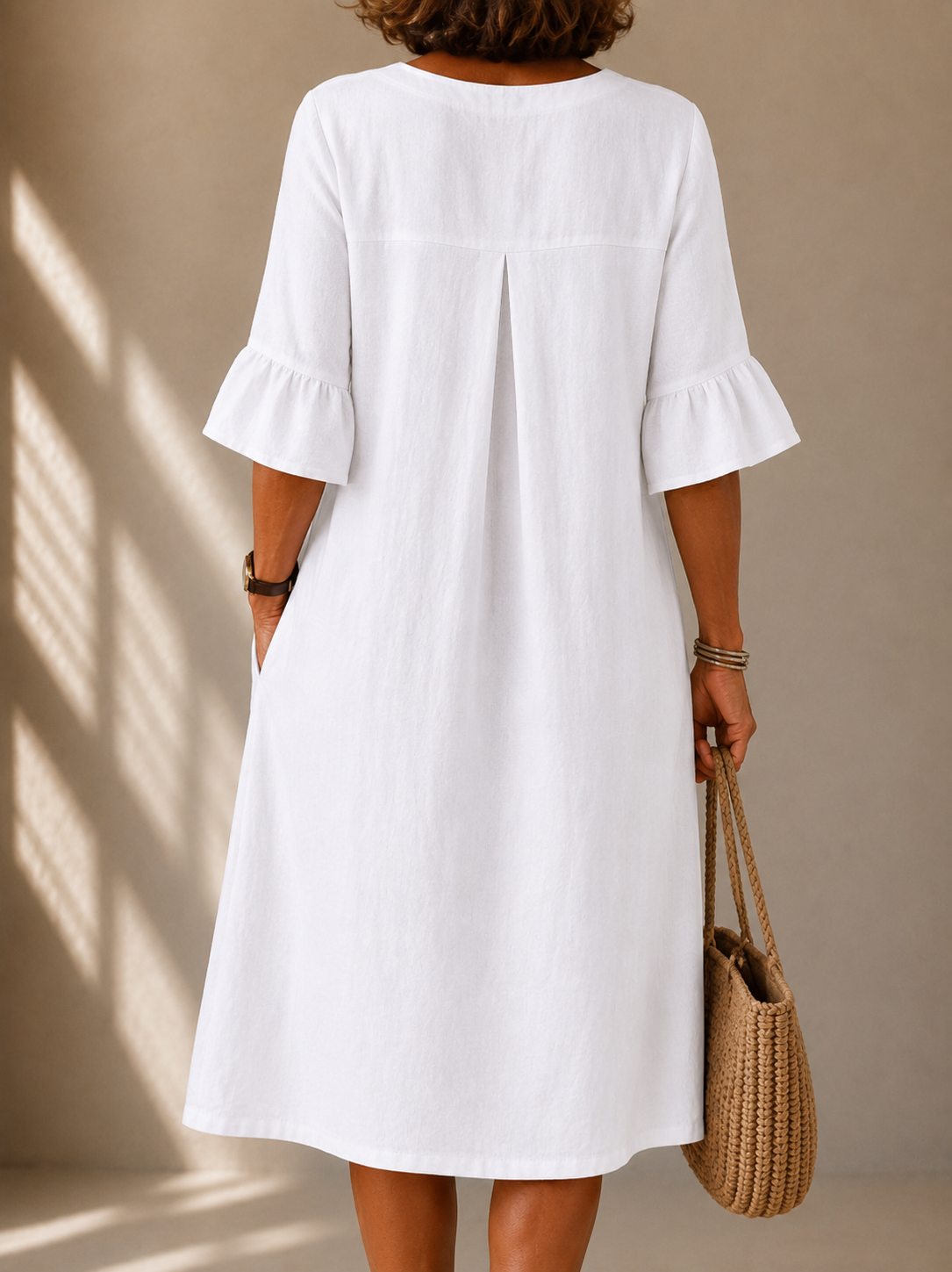 Avery | Buttoned Midi Dress with Flared Sleeves