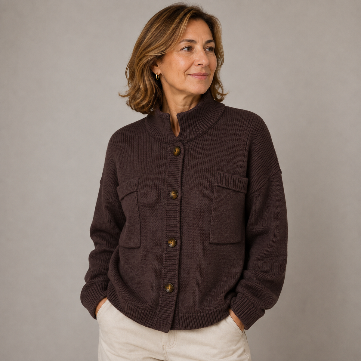 Augusta | Cardigan con Collo Alto – Lucia Toscana