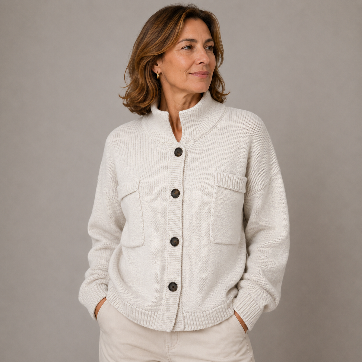 Augusta | Cardigan con Collo Alto – Lucia Toscana