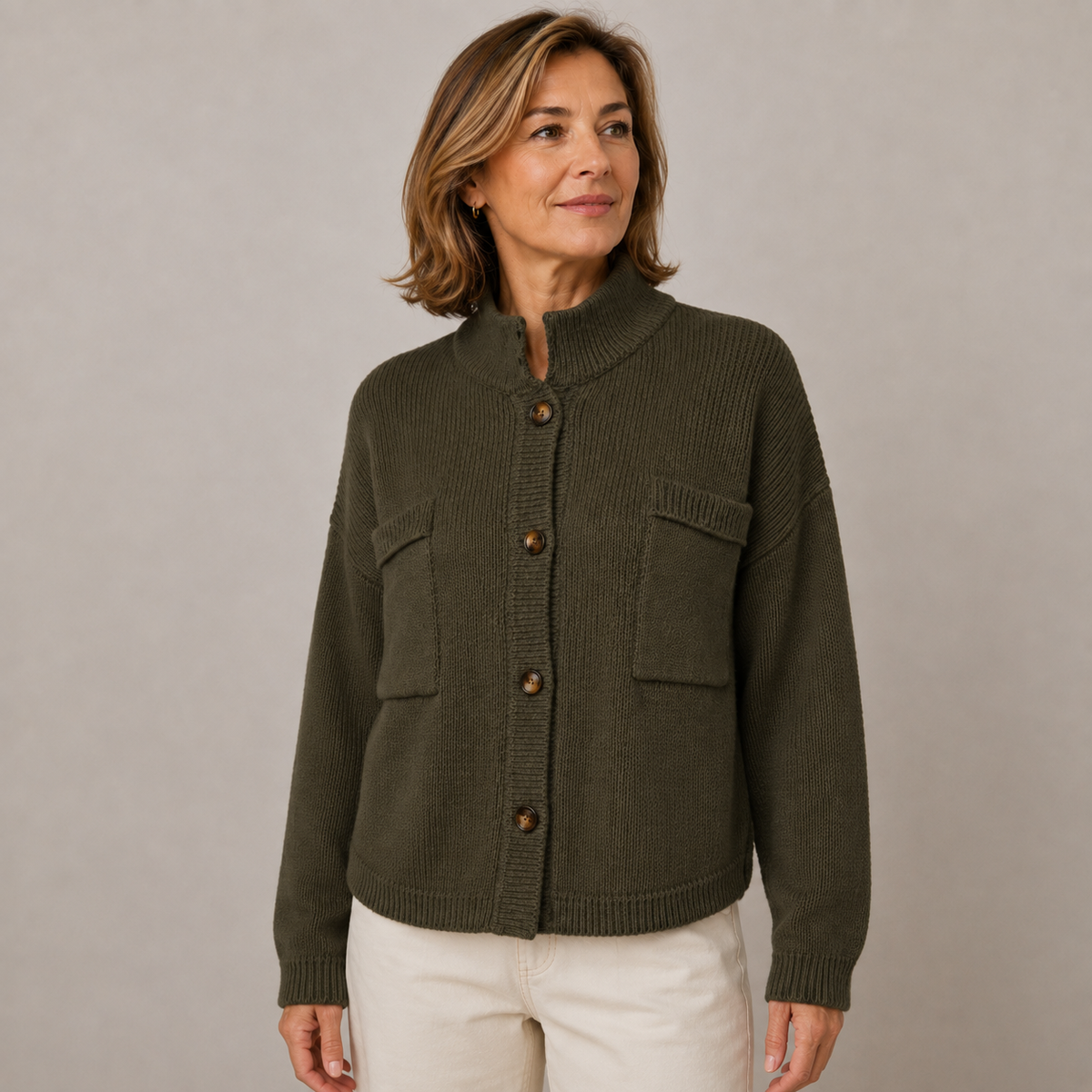 Augusta | Cardigan con Collo Alto – Lucia Toscana