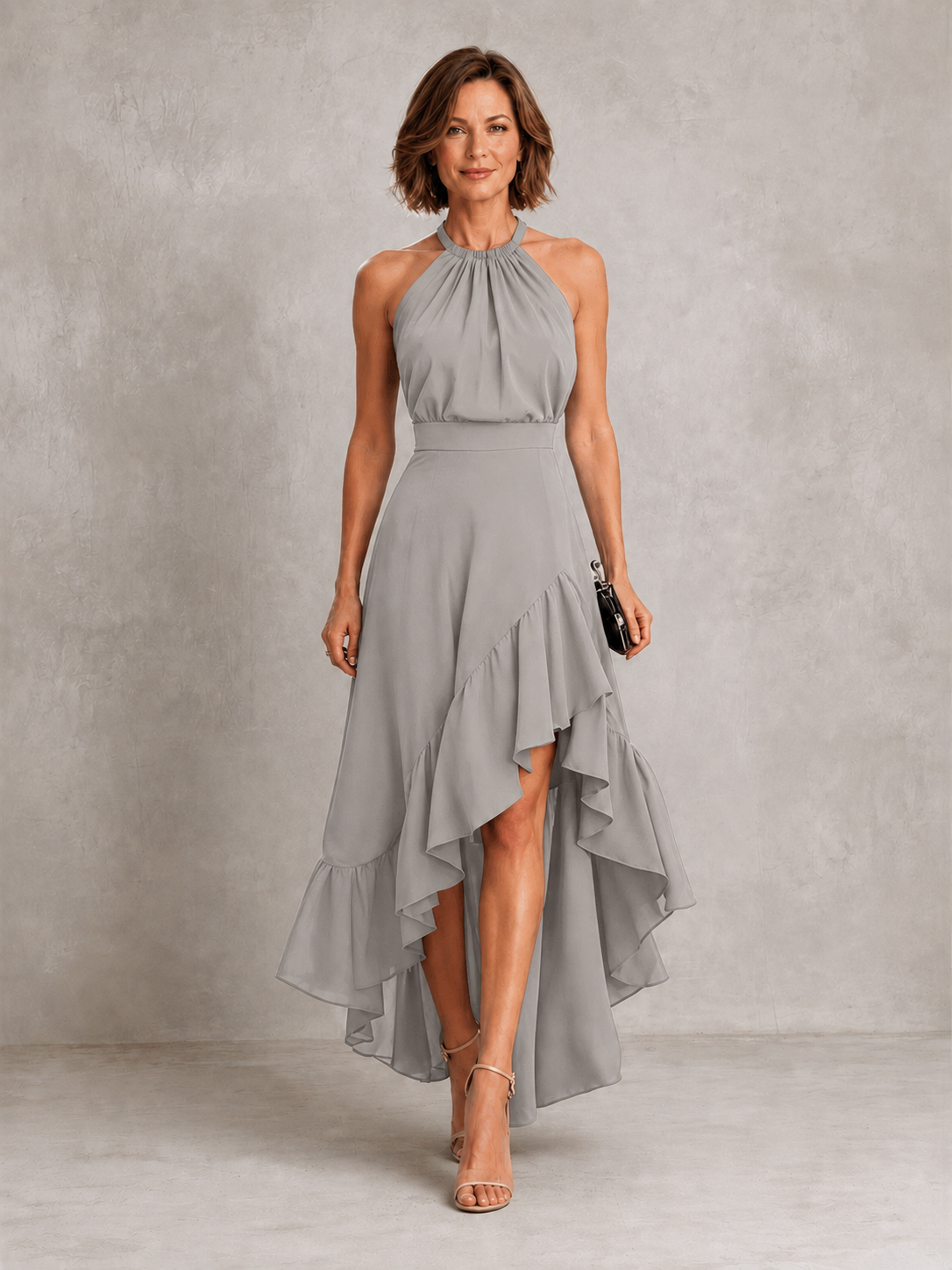 Chloe | Abito con Scollo Halter e Orlo a Volant