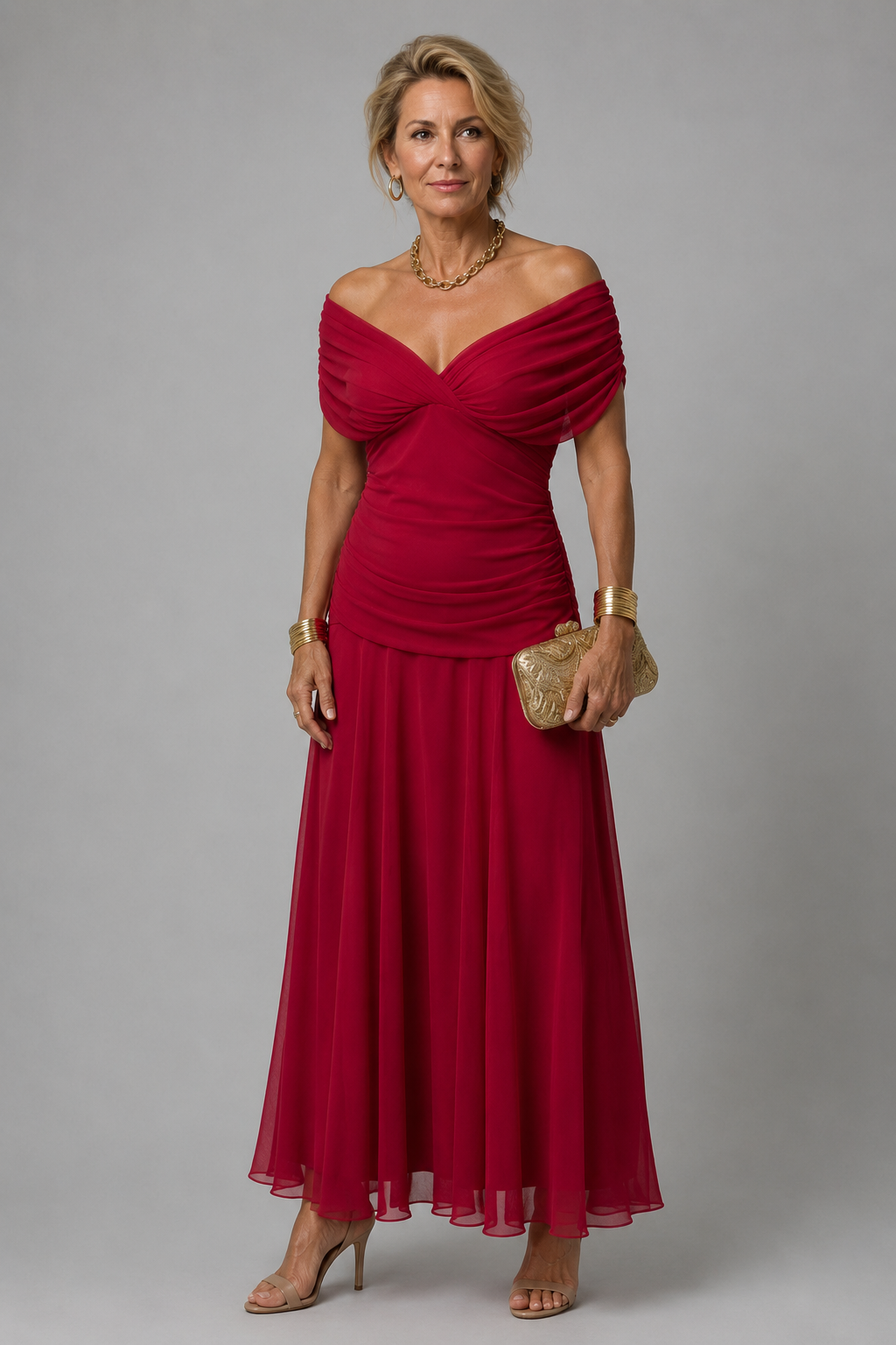 Ariane | Draped Off-Shoulder Midi Dress