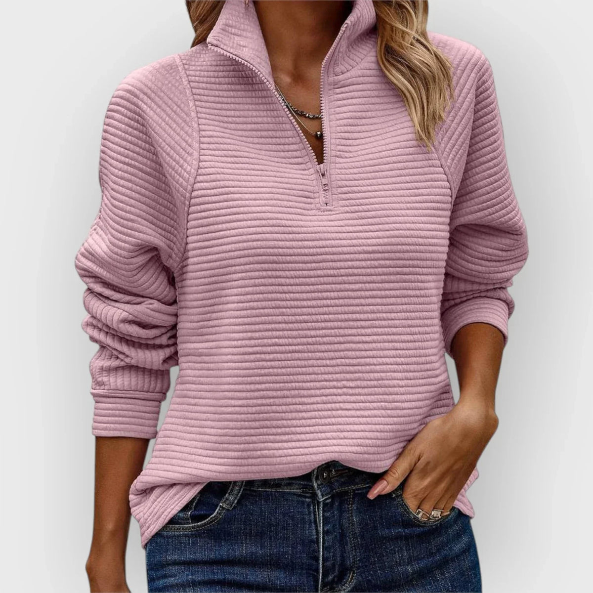 Dalia | Pullover con Mezza Zip – Lucia Toscana