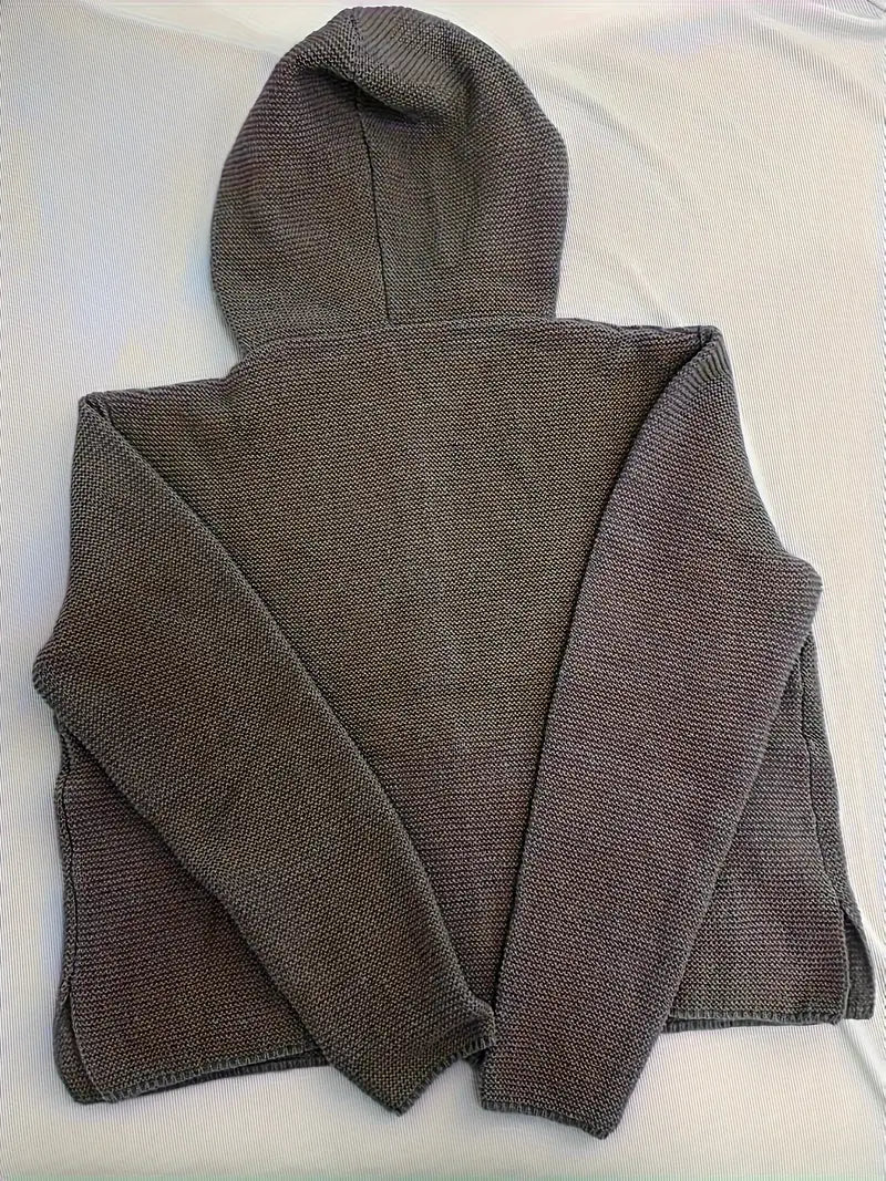 Elegante Cardigan con Cappuccio a Maniche Lunghe