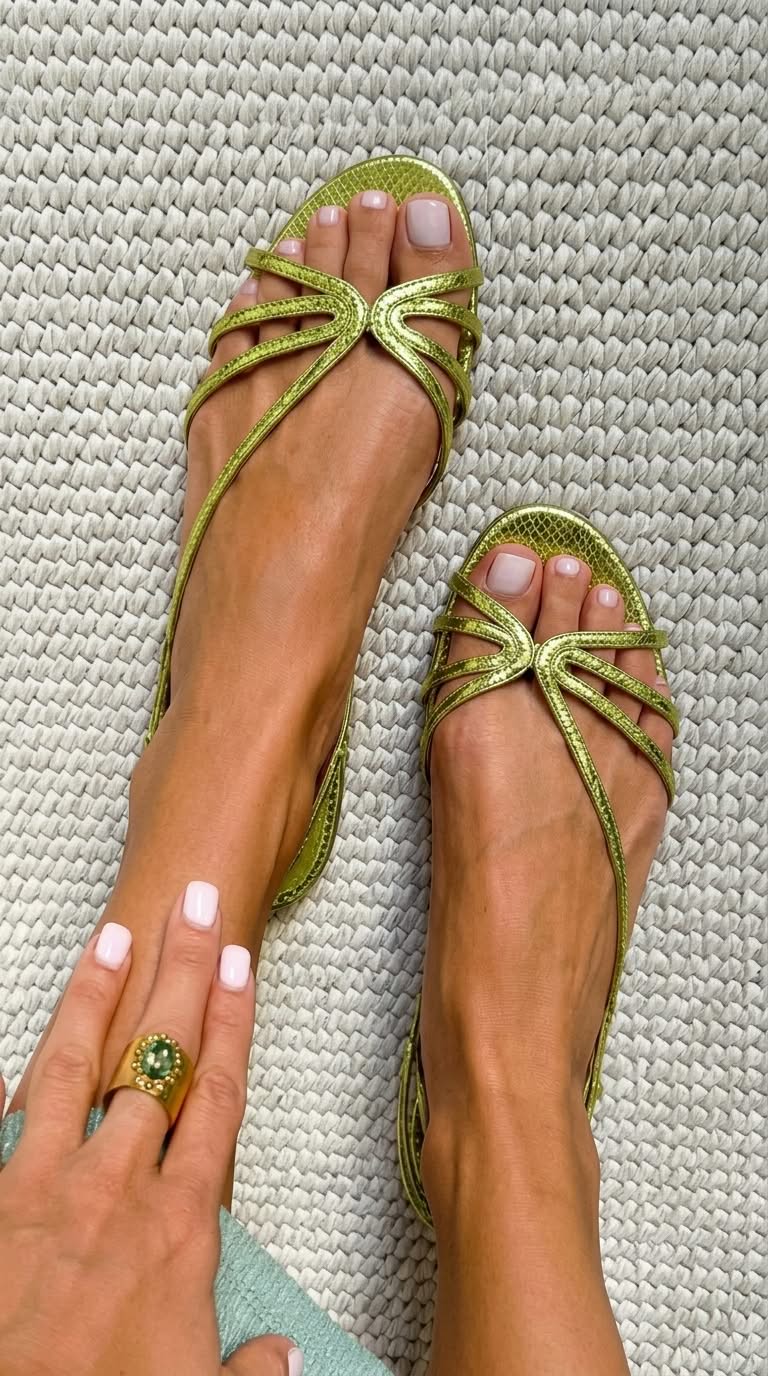 Sandali con cinturini in look metallico