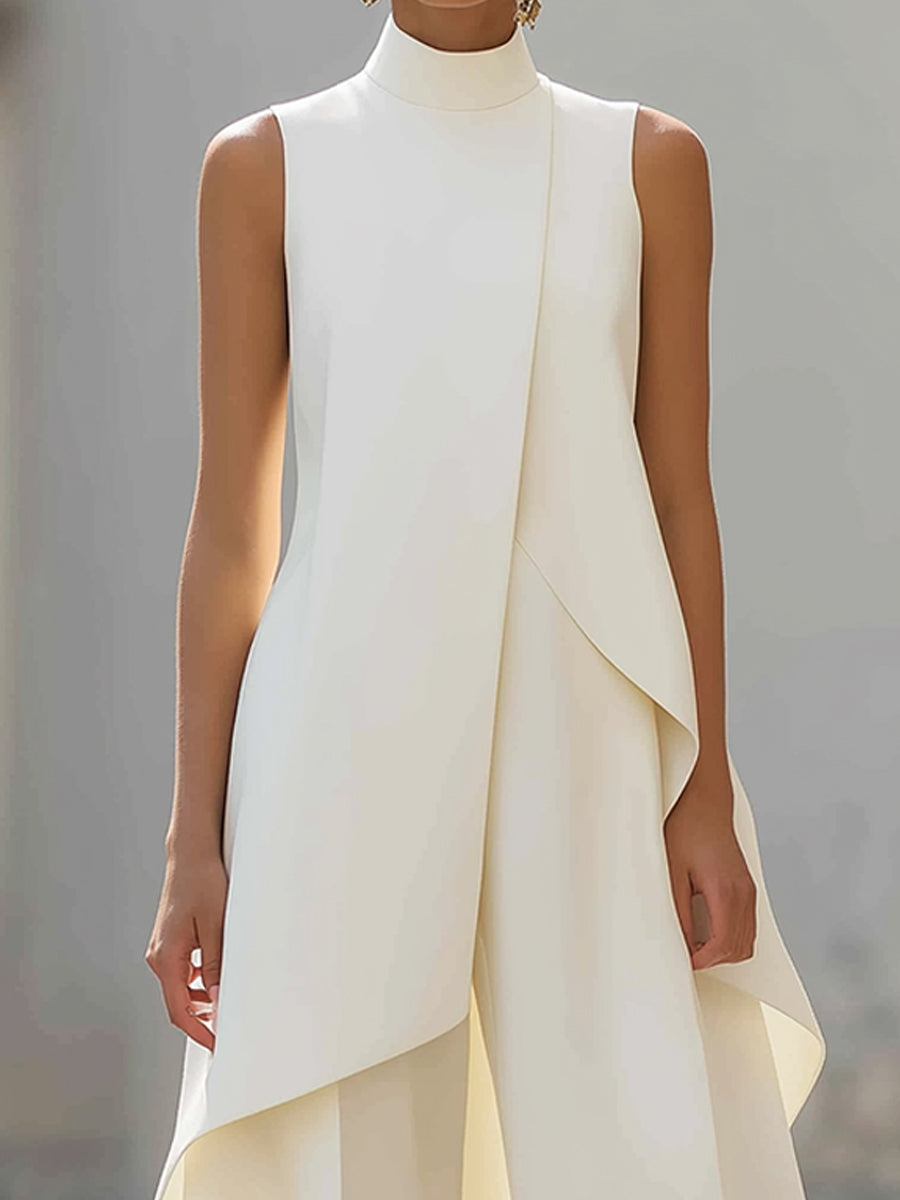 Maya | Sleeveless High-Neck Two-Piece with Asymmetrical Overlay