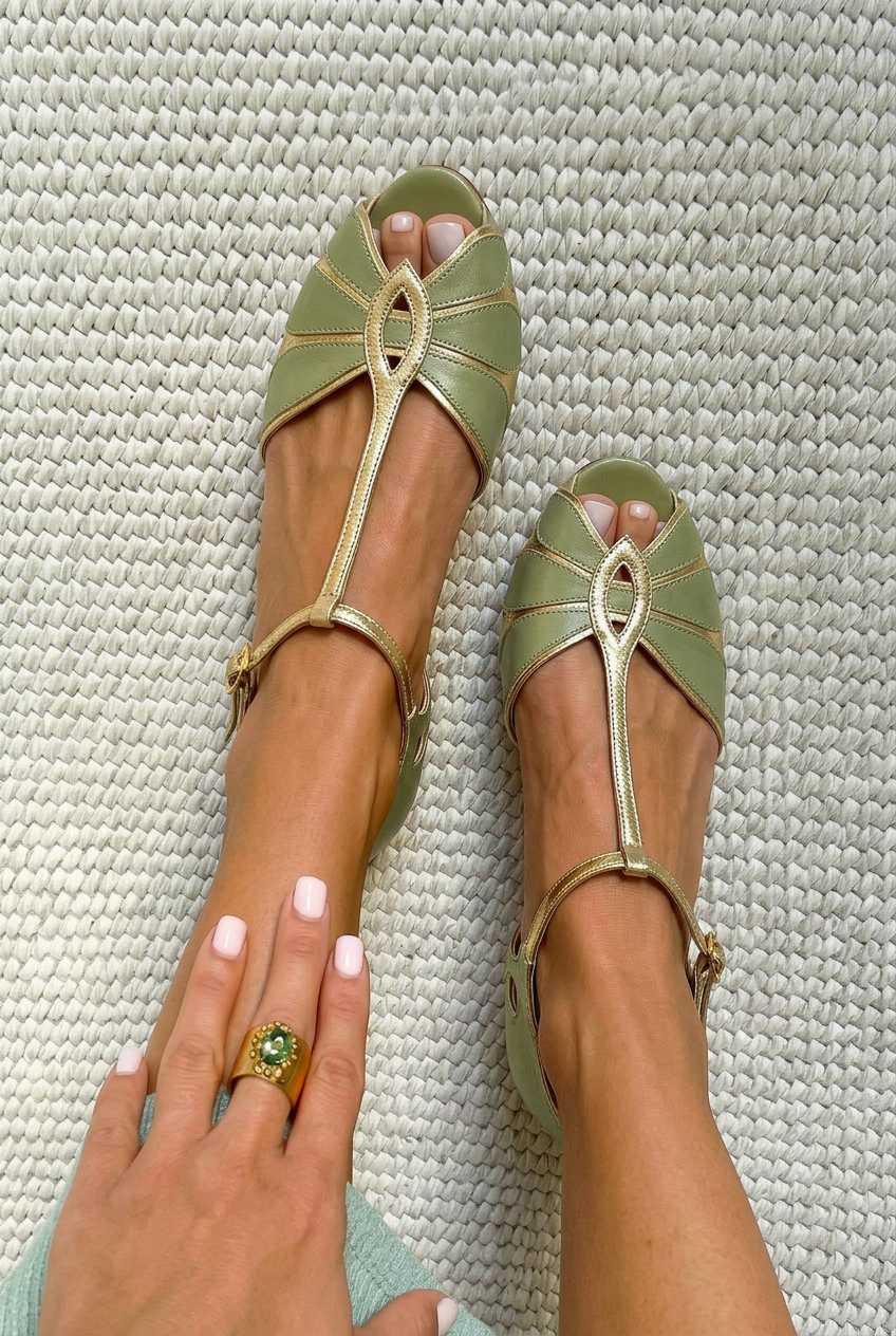 Scarpe Peep-Toe con tacco a blocco, ritagli e cinturino a T