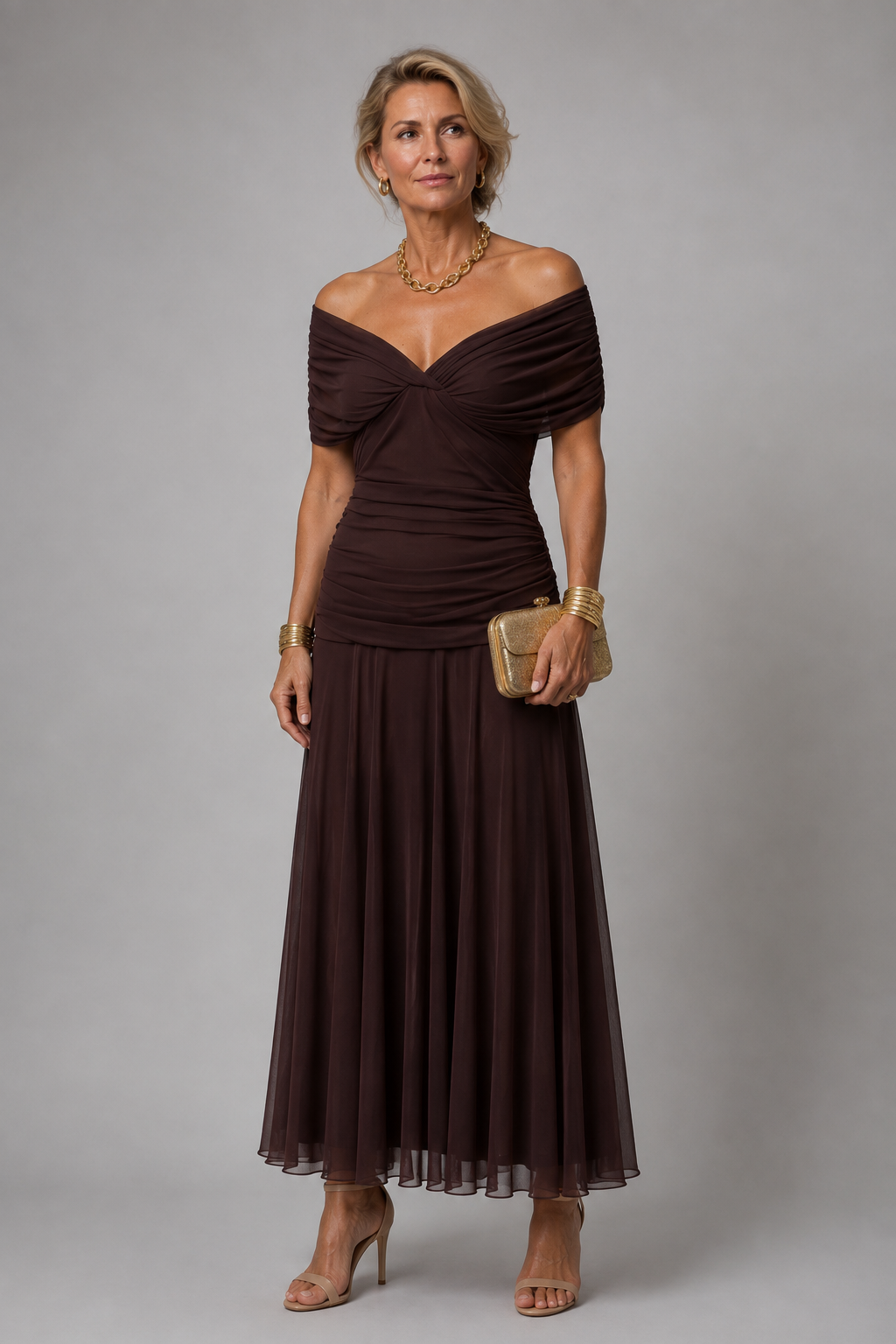 Ariane | Draped Off-Shoulder Midi Dress