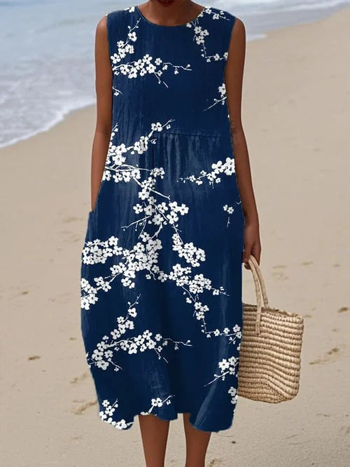 Imani | Sleeveless Maxi Dress, Cherry Blossom Print