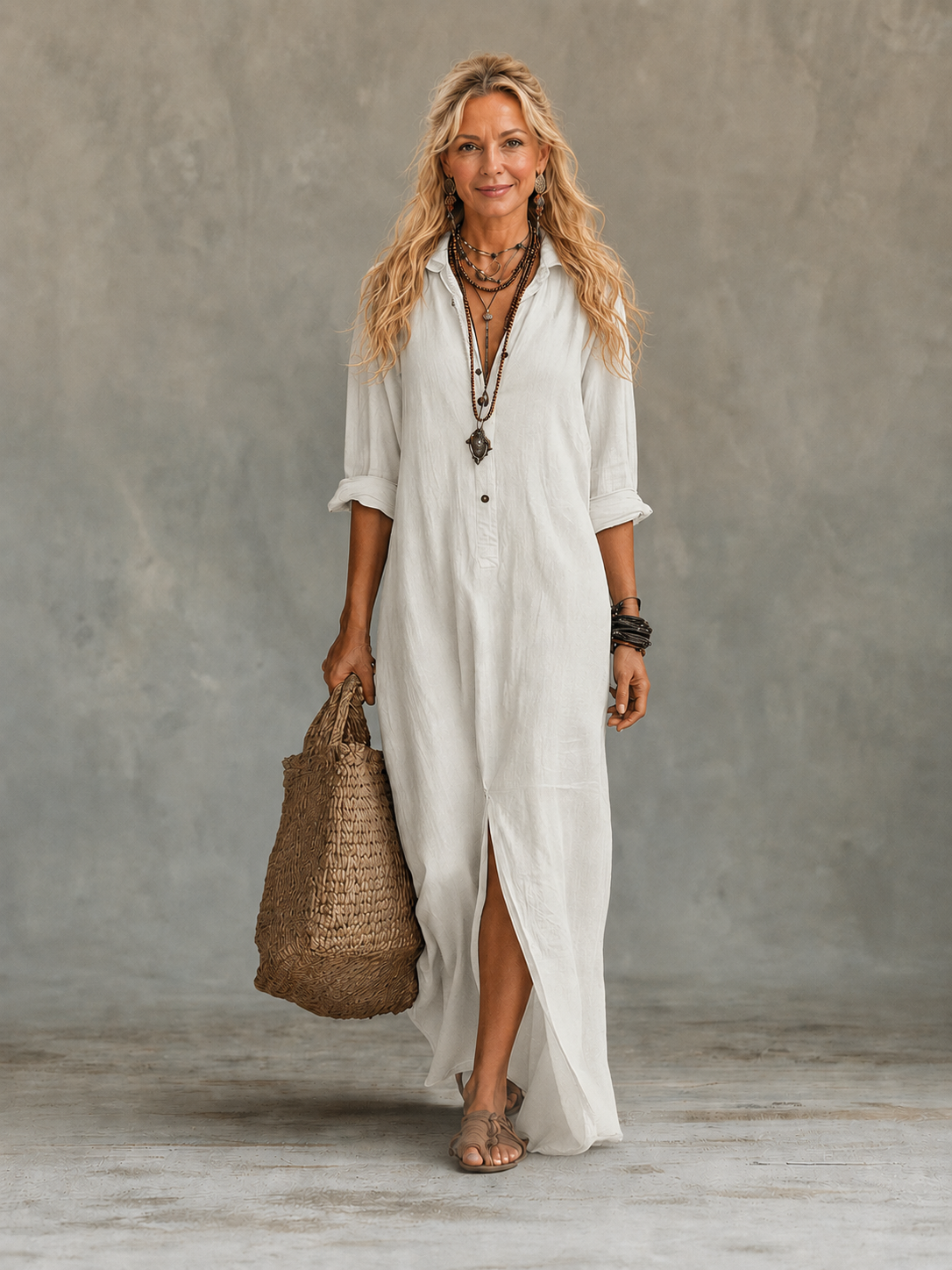 Vivienne | Abito Maxi con Bottoni per Donne