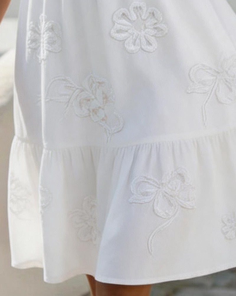 Elisa | Abito Midi con Balze e Bottoni – Lucia Toscana