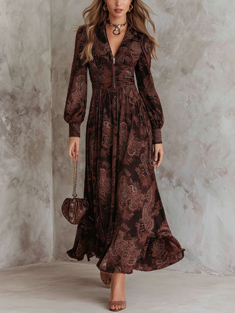Sveva | Abito Midi Fantasia Paisley – Lucia Toscana
