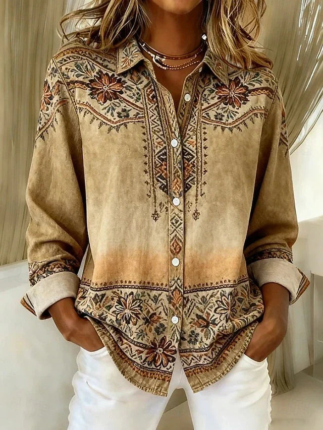 Rexanna™ | Blusa Vintage a Fiori con Bottoni