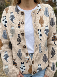 Charlotte™ | Cardigan con Stampa di Gatti Accogliente