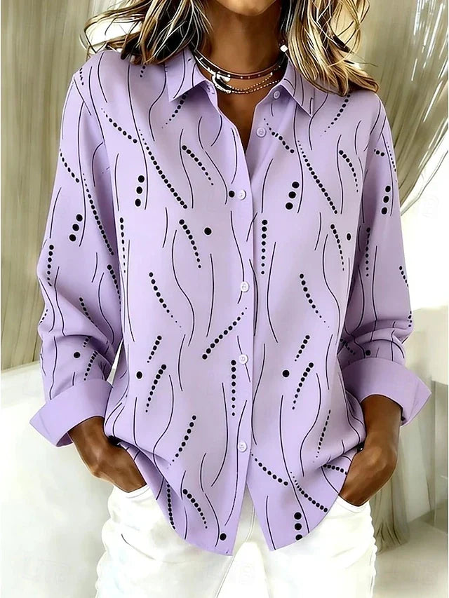 Dawnsley™ | Blusa Button con Stampa Astratta Casual