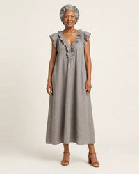 Josette | Abito Maxi con Rouches e Scollo a V