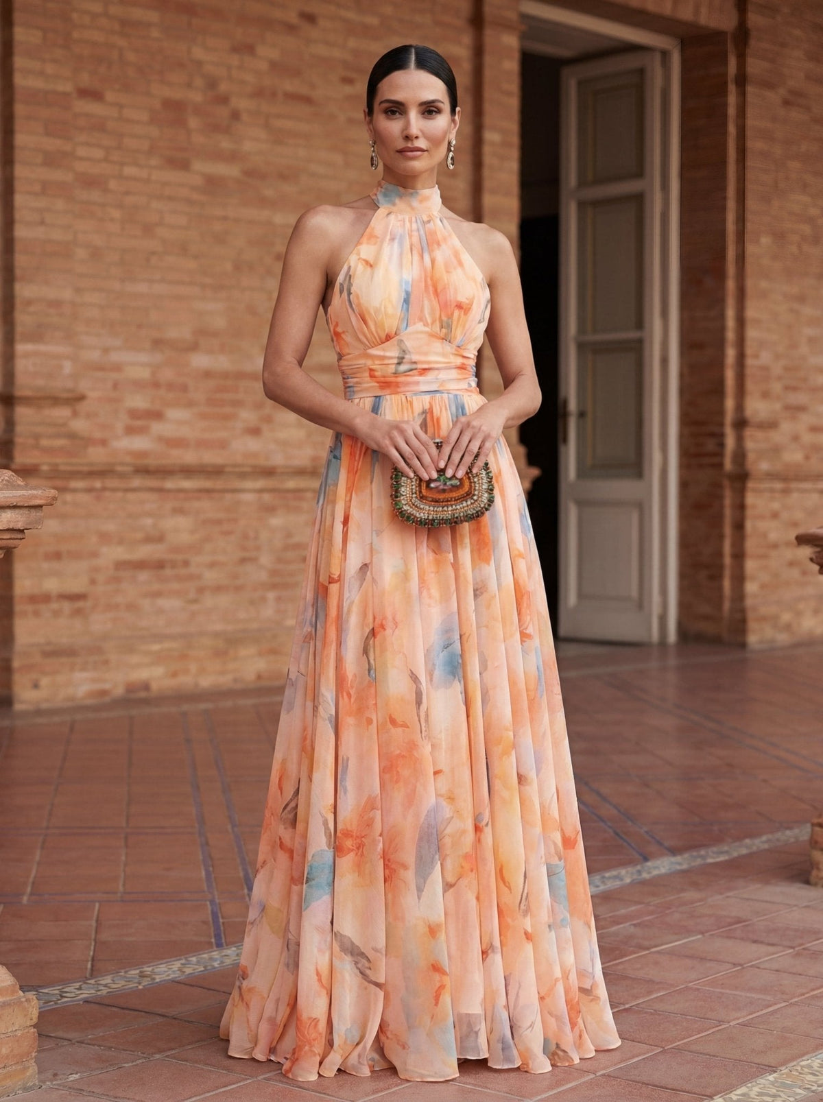 Carmen™ | Abito Halter con Stampa Acquerello