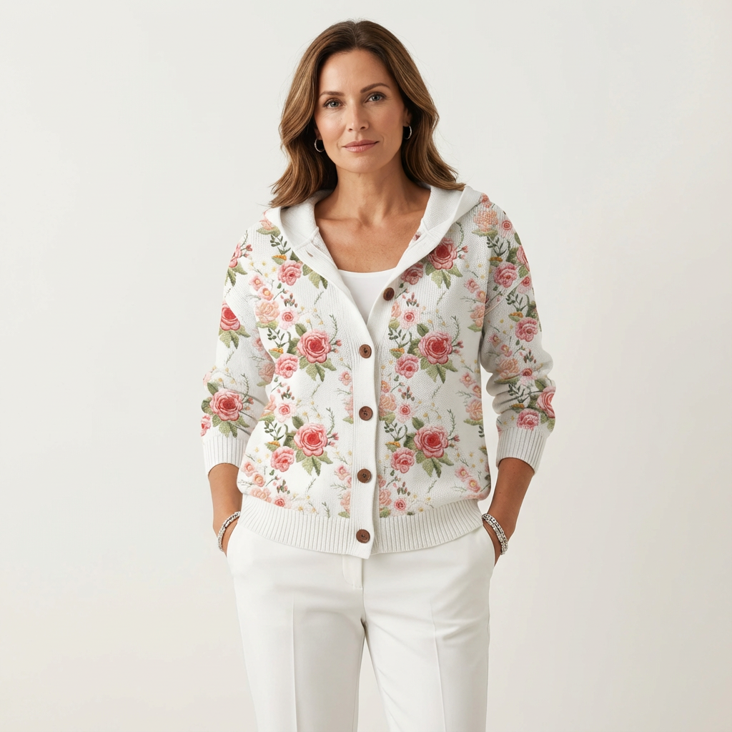 Naliane | Cardigan con stampa astratta e bottoni frontali