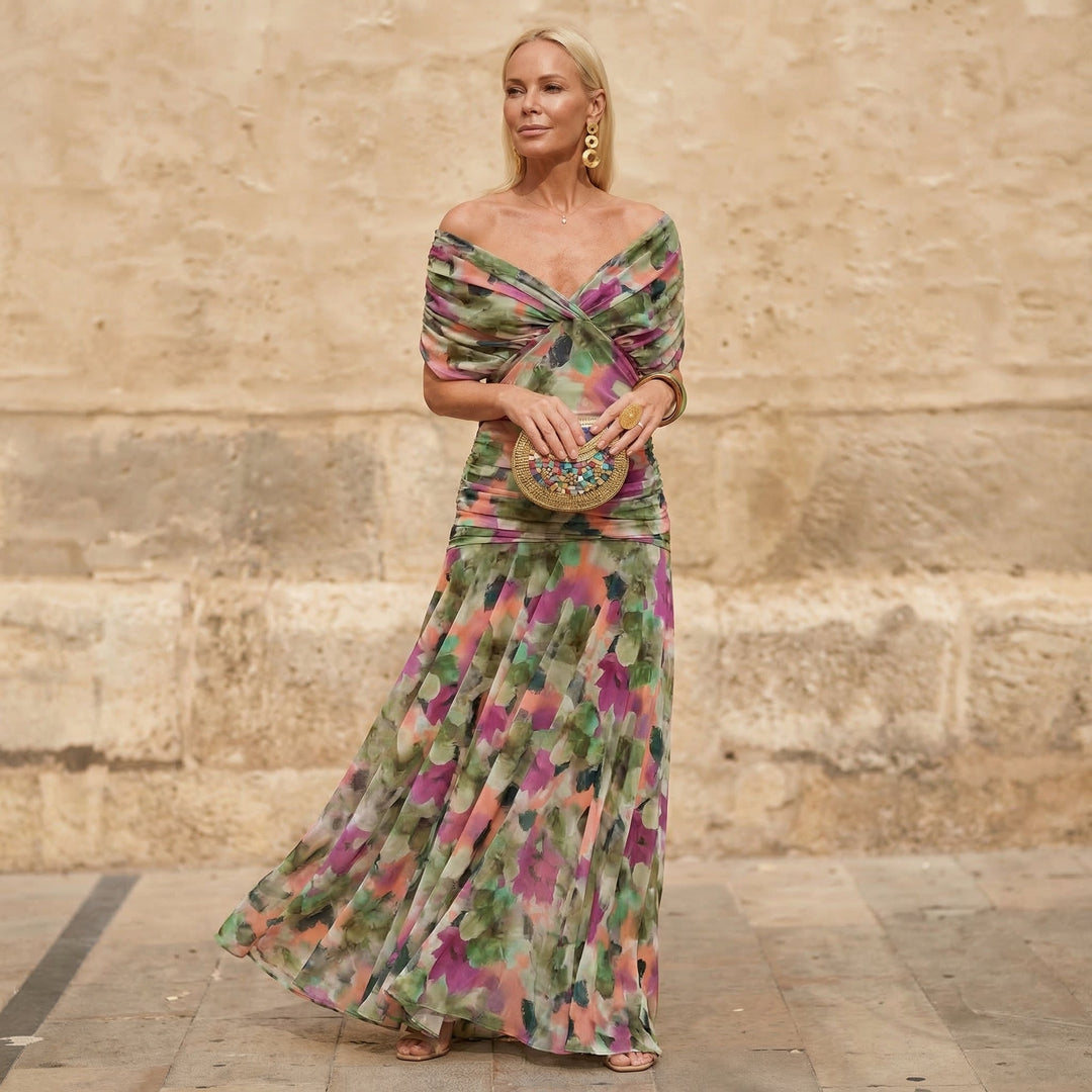 Ignacia™ | Abito Lungo Plissettato Floreale