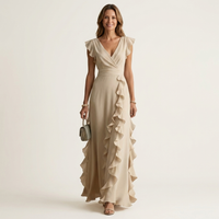 Nellyana | Abito Maxi con Scollo a V e Maniche Fluttuanti in Stile Avvolgente