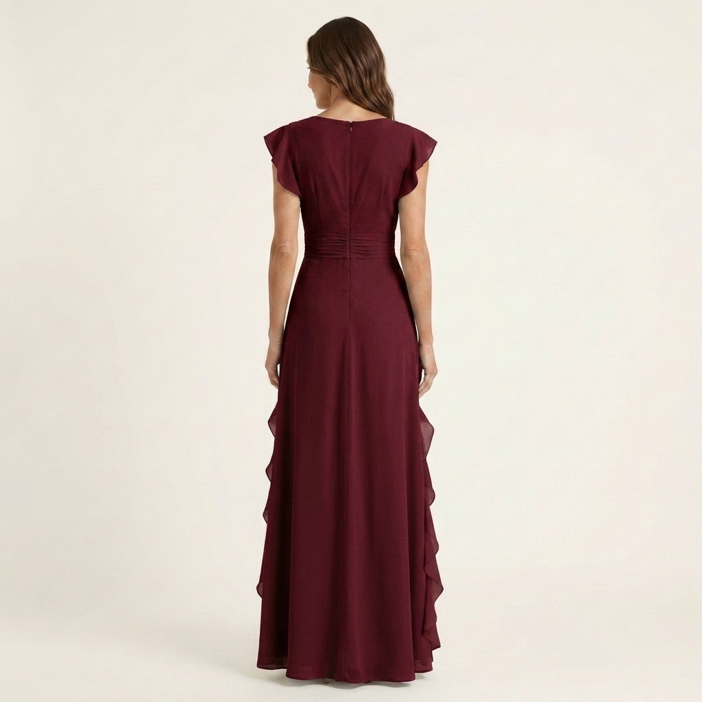 Nellyana | Abito Maxi con Scollo a V e Maniche Fluttuanti in Stile Avvolgente
