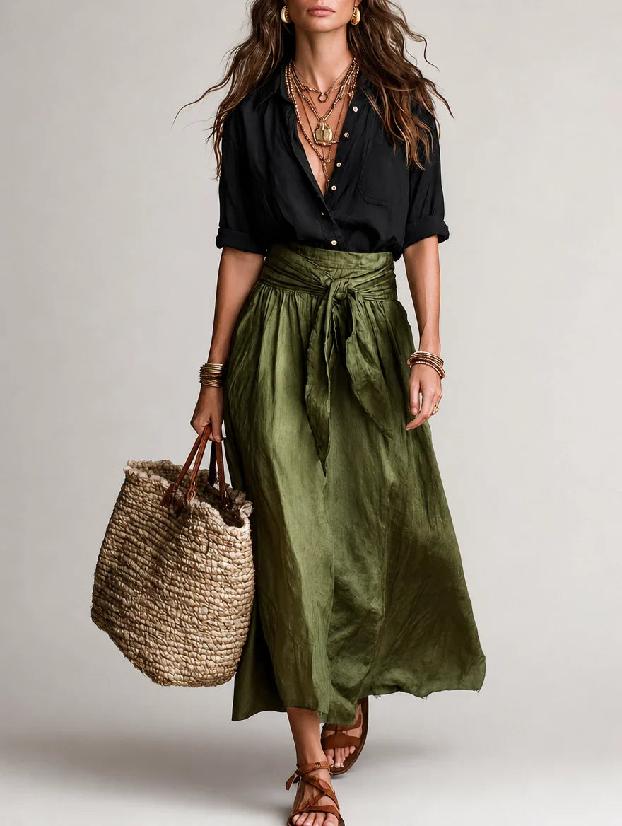 Martina | Abito Maxi Elegante e Fluido a Spalla Scoperta