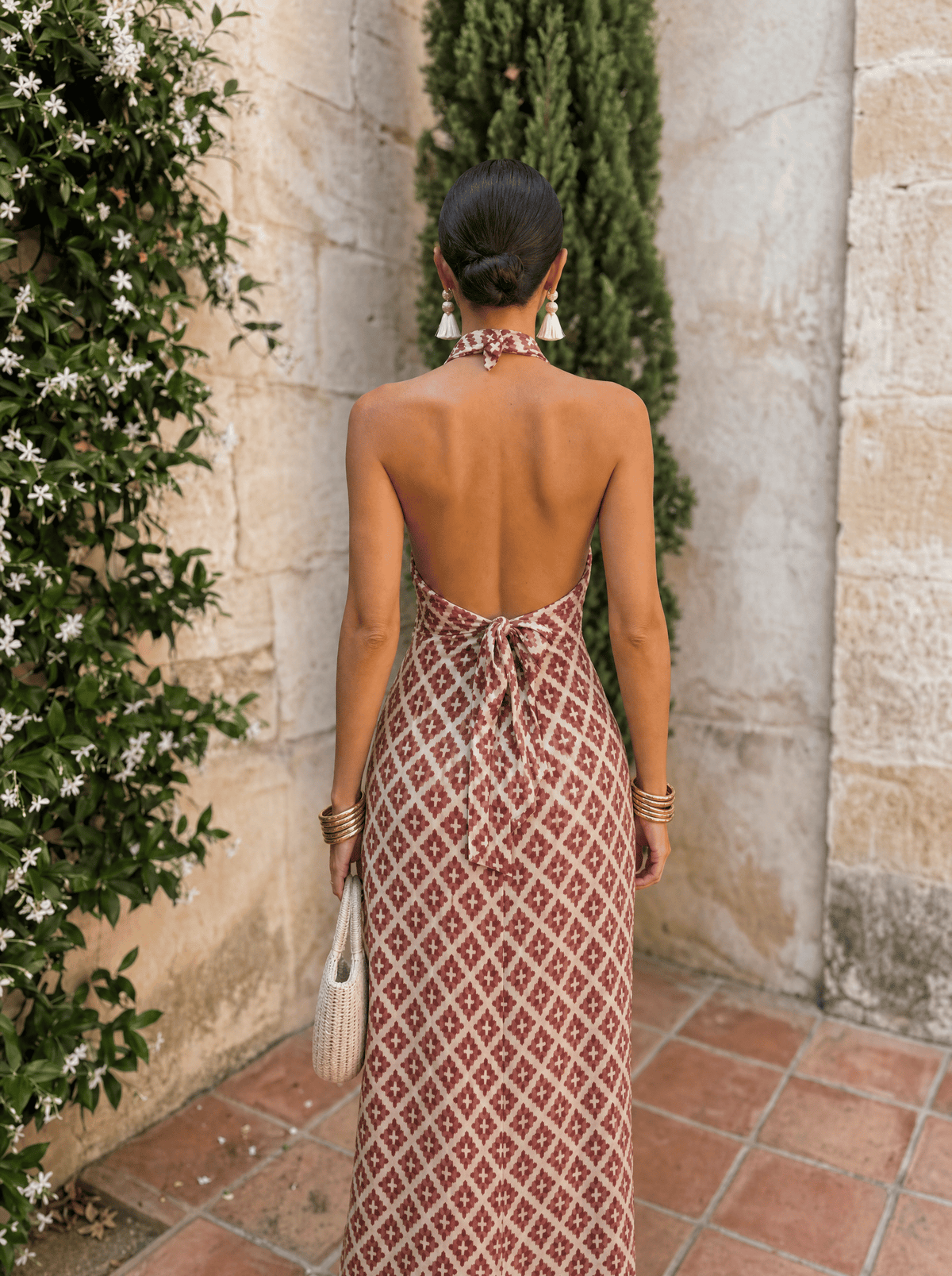 Alhambra | Abito Lungo Halter Geometrico