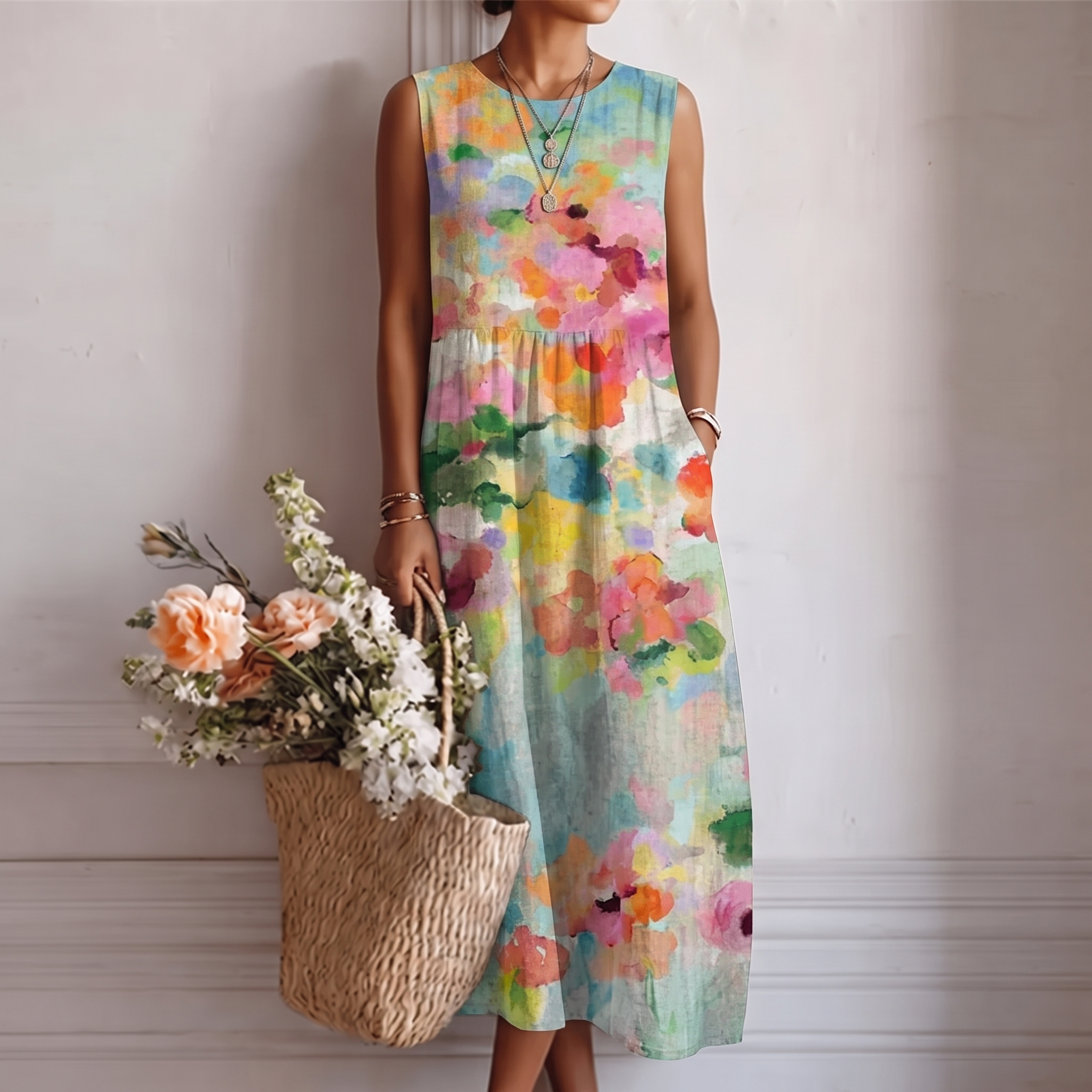 Carla™ | Elegante abito midi multicolore