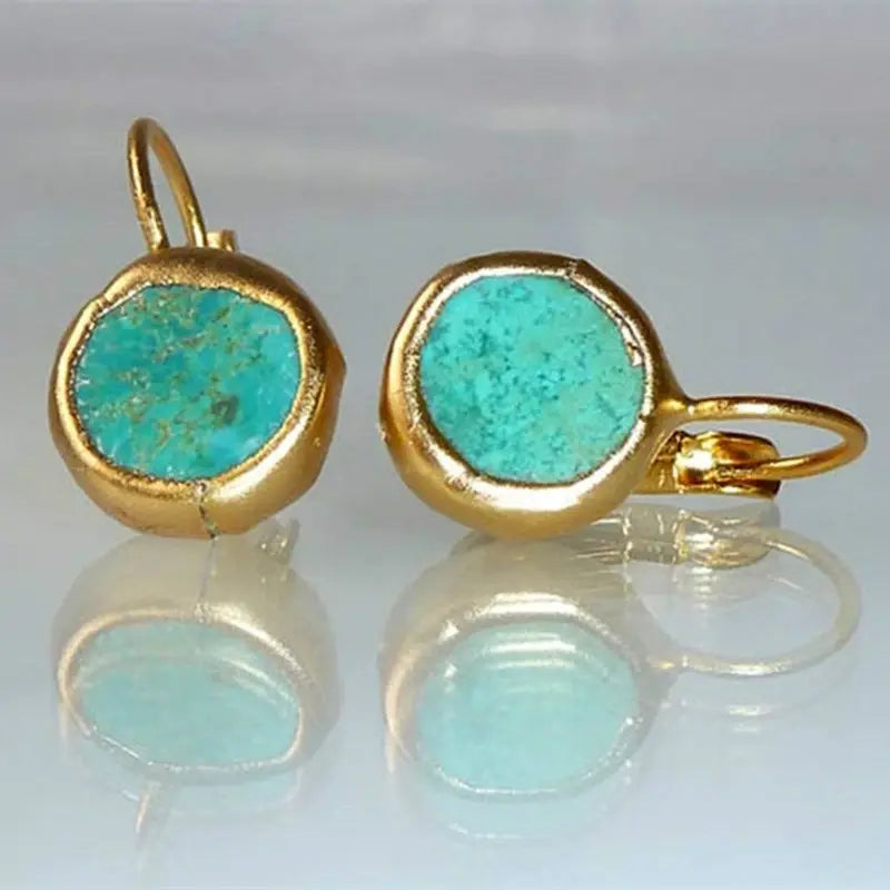 Eleganti Orecchini d'Oro con Pietra Turchese