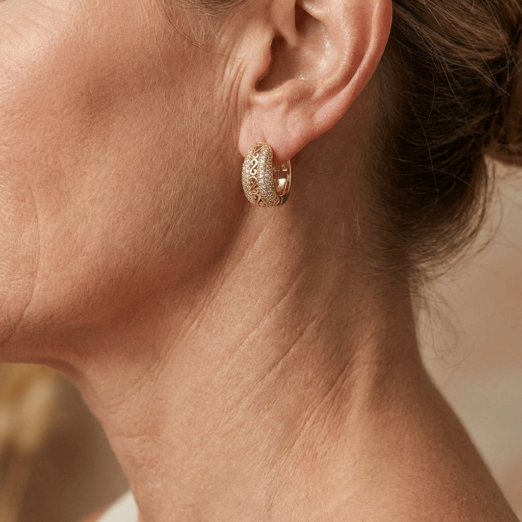 Orecchini in perline di turchese placcati oro bohemien