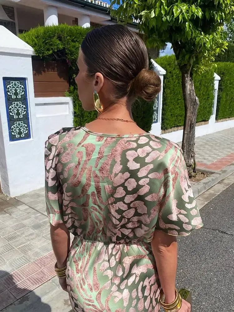 Higinia™ | Printed Midi Dress in Copper Tones