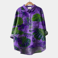Giulia | Blusa con Stampa Foglie Tropicali