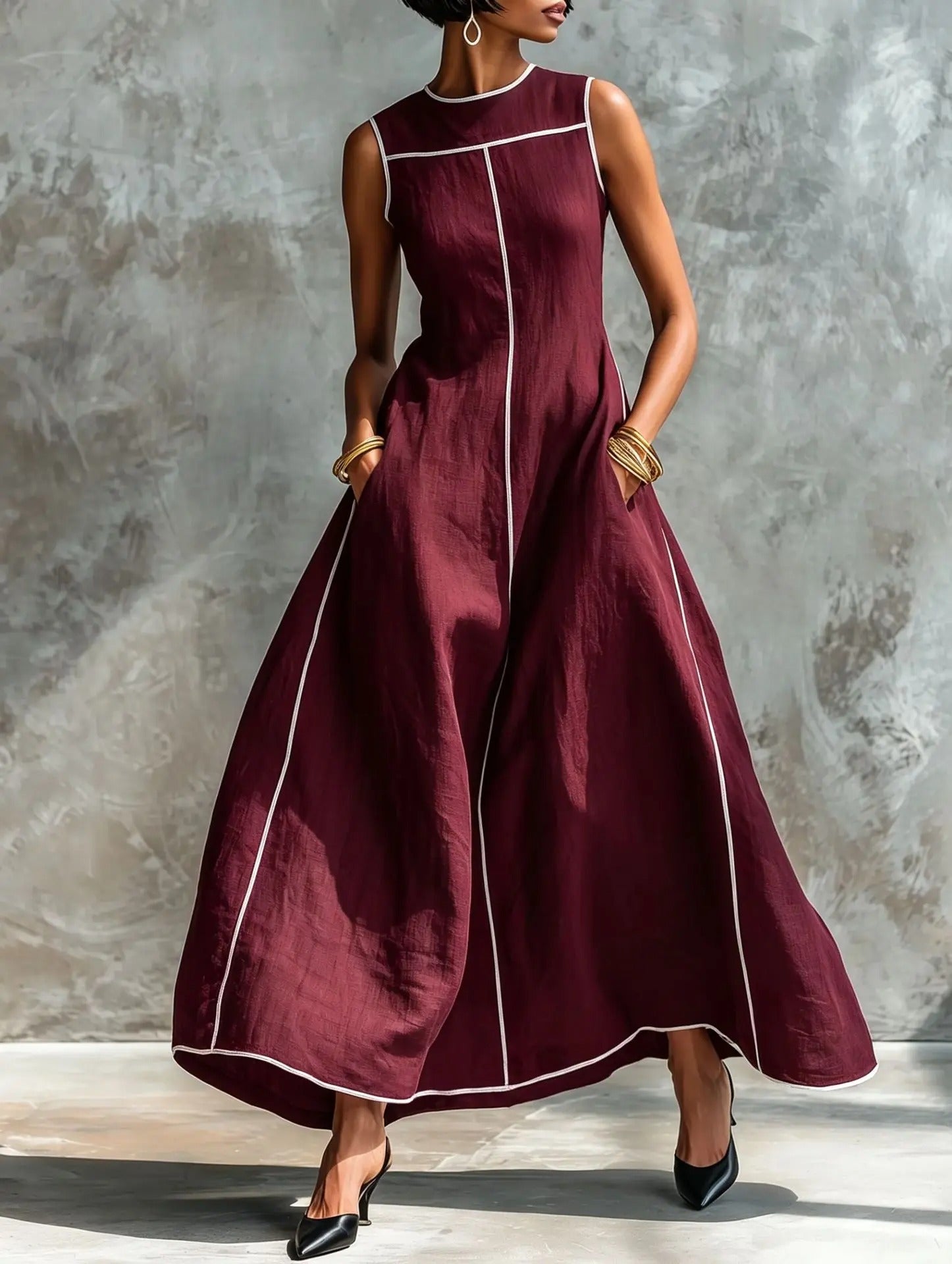 Harper | Maxi Dress with Contrast Trim