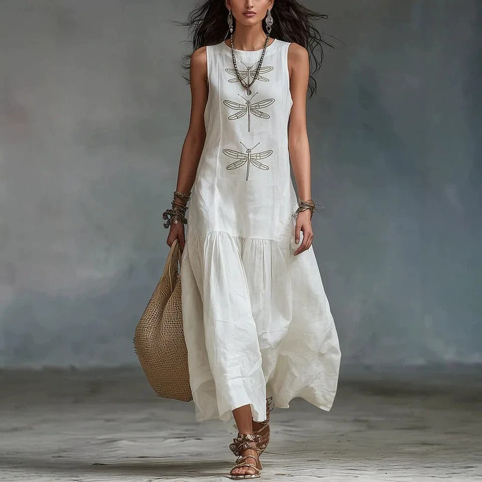 Harper | Midi Dress with Dragonfly Print