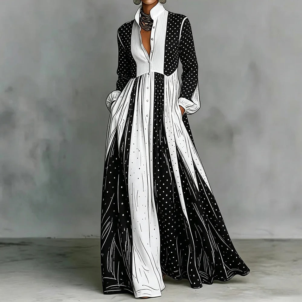Serafina Vestito Maxi Bicolor a Pois