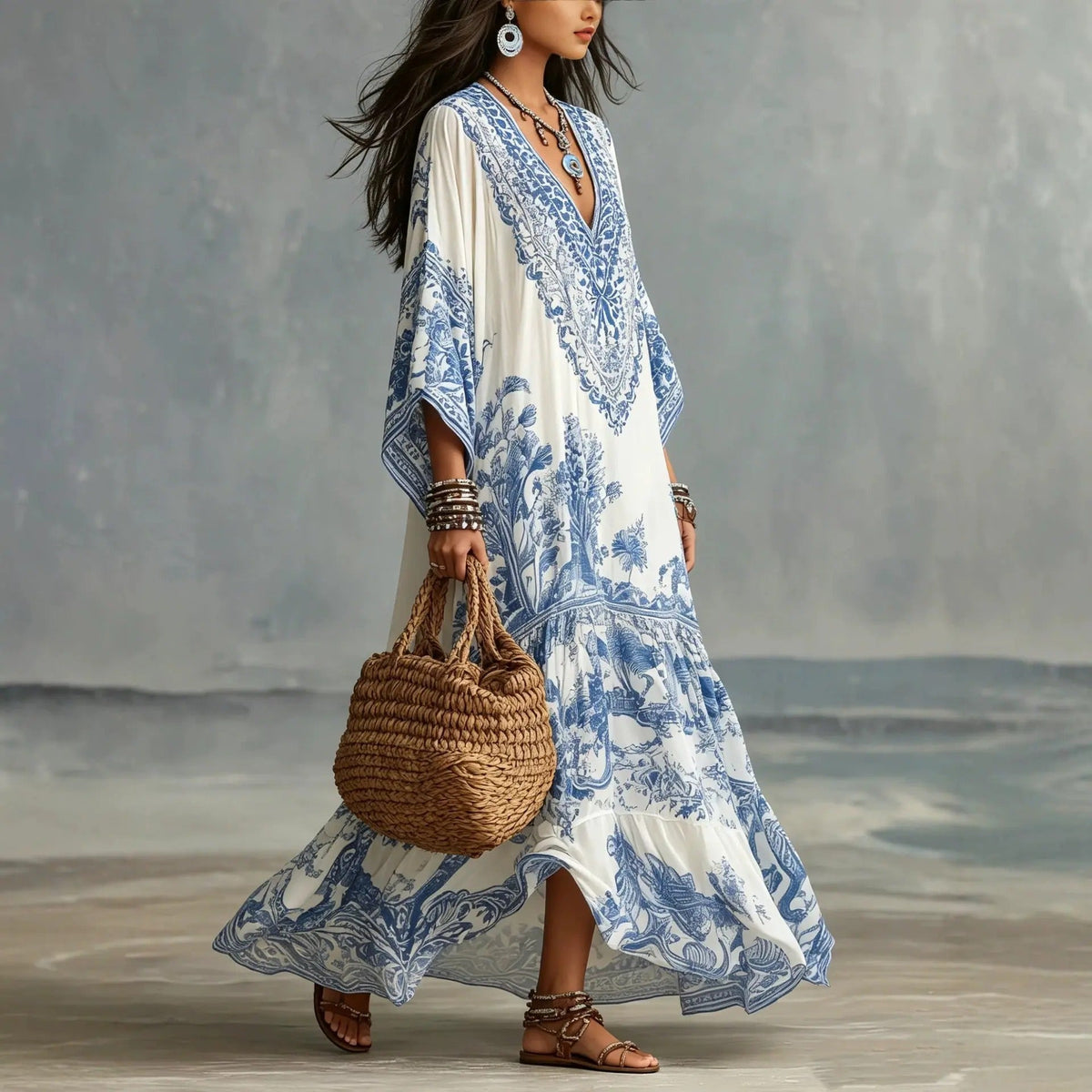Alba Vestito Bohemio Maxi Etnico