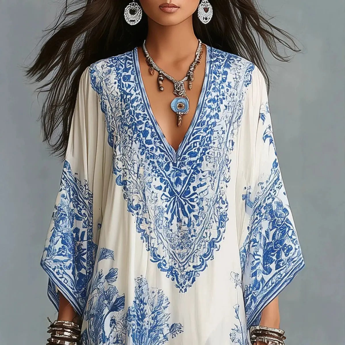 Alba Vestito Bohemio Maxi Etnico