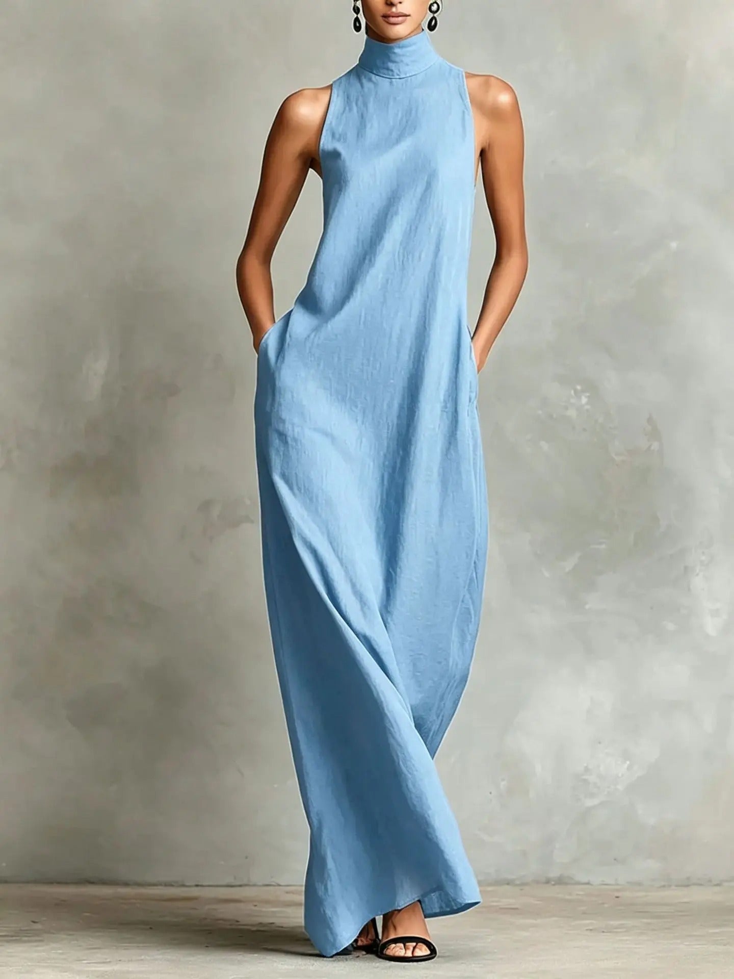 Naomi | Sleeveless Maxi Dress, High-Neck