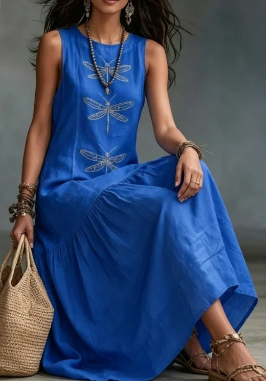 Harper | Midi Dress with Dragonfly Print