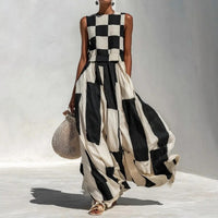 Noa Vestito Maxi Geometrico in Bianco e Nero