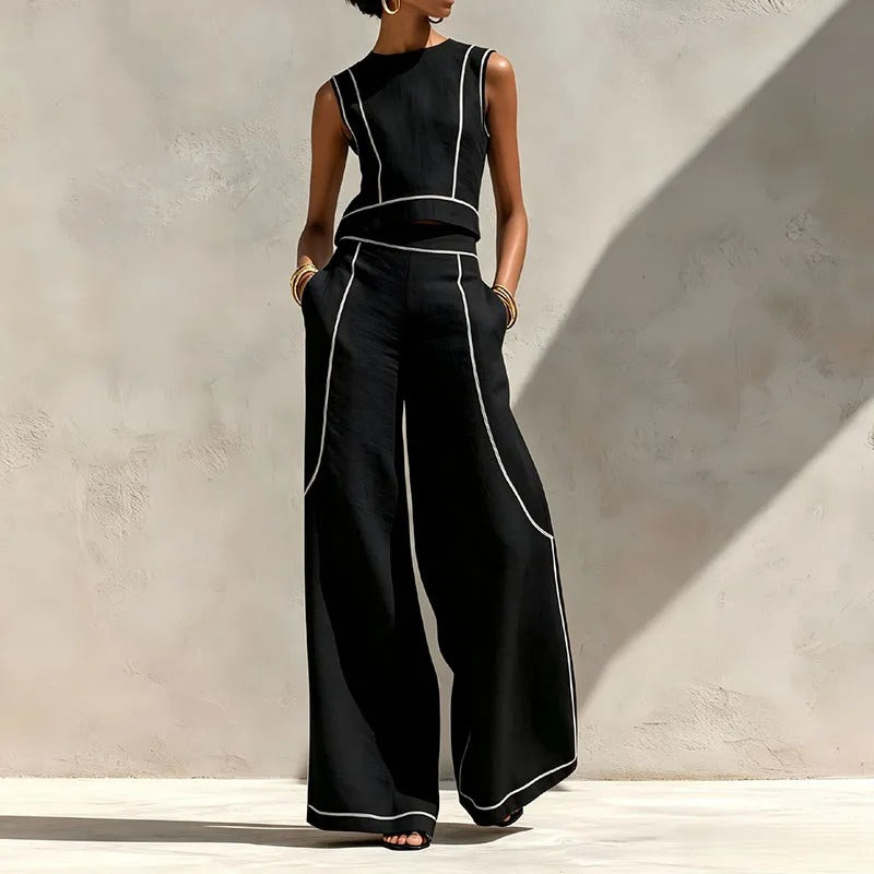 Maya | Two-Piece Set with Wide-Leg Palazzo Pants