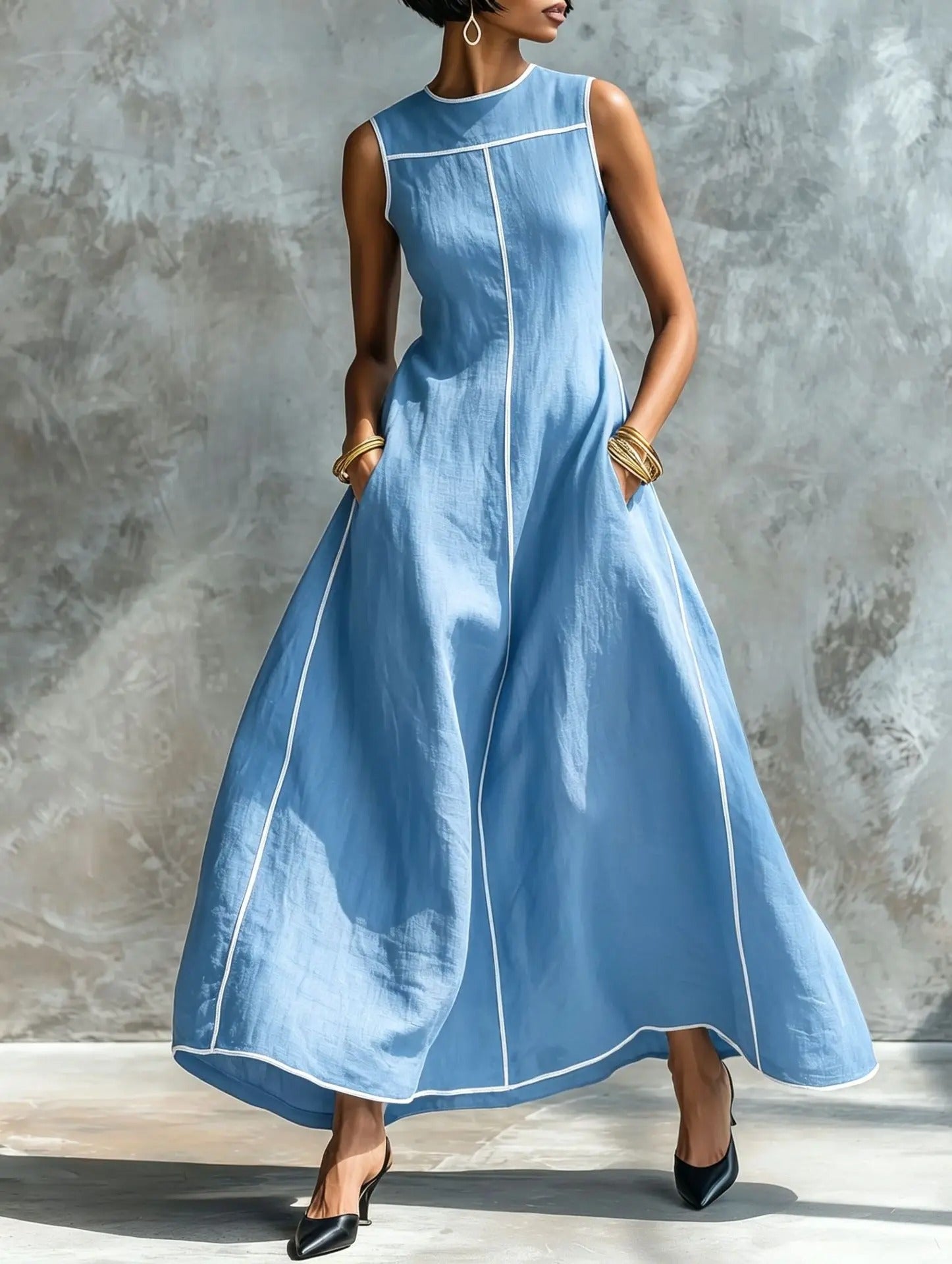Harper | Maxi Dress with Contrast Trim