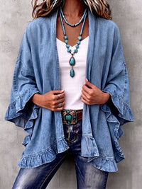 Corinne | Cardigan in Denim con Rouches Chic Boho