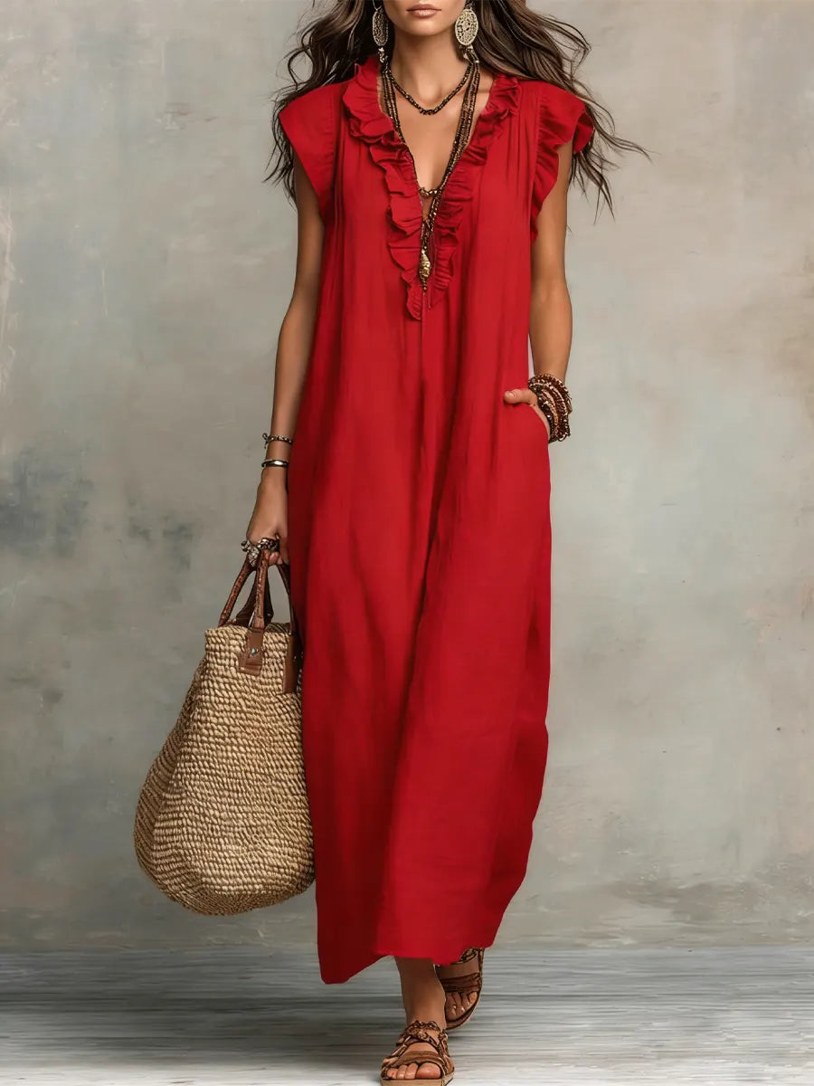 Evelyn | Linen & Cotton Maxi Dress