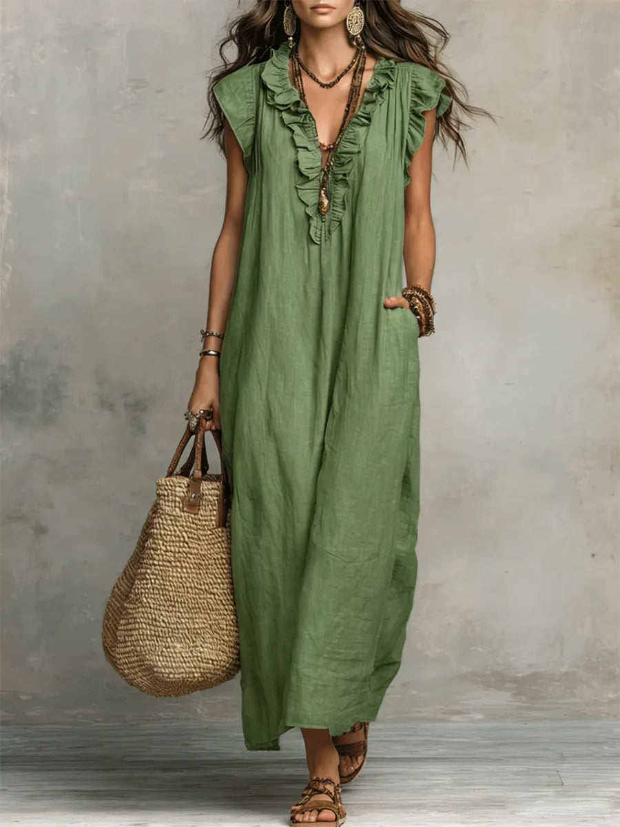 Evelyn | Linen & Cotton Maxi Dress