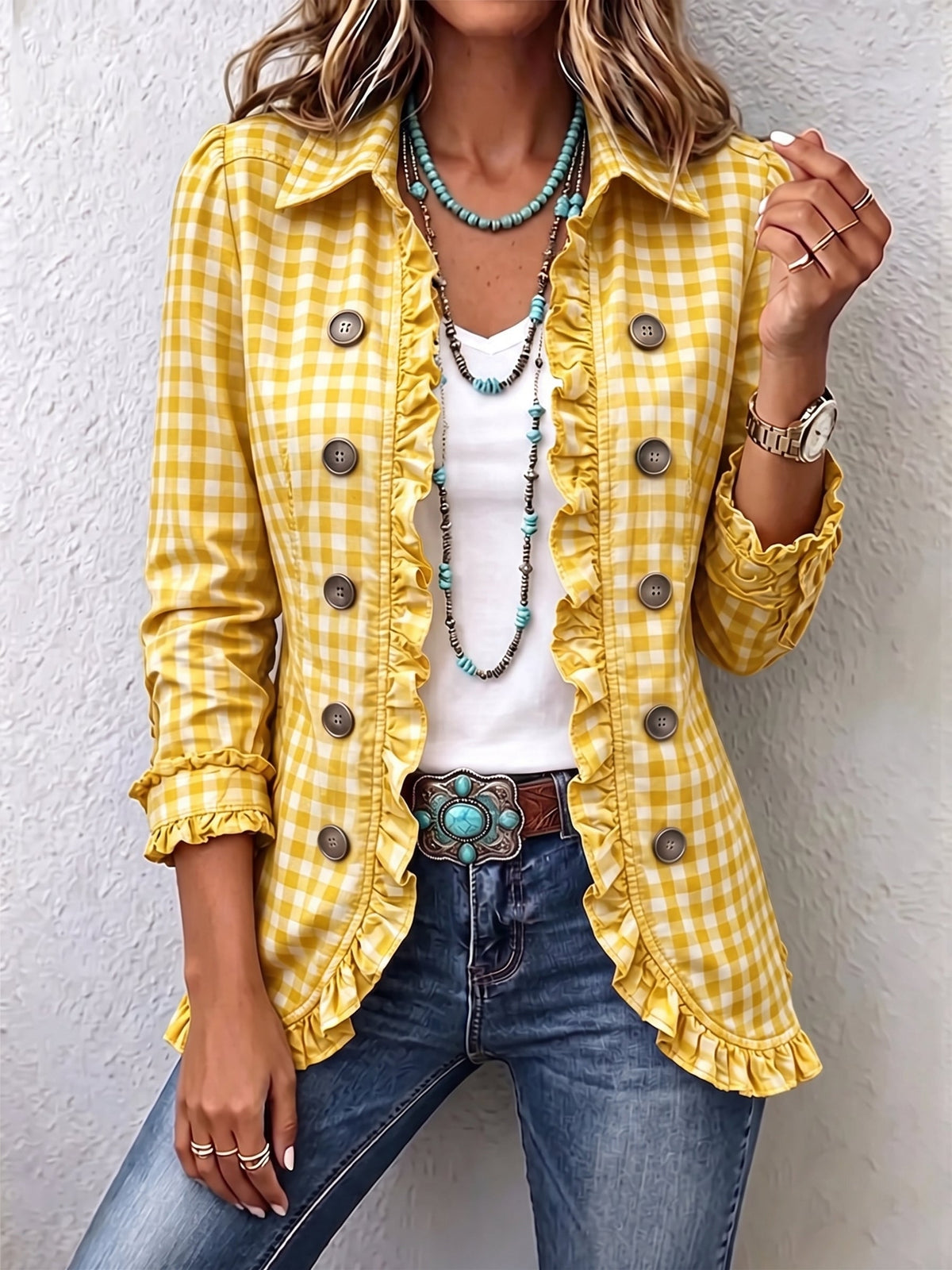 Charlene™ | Giacca a Righe con Rouches
